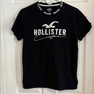 Hollister Black T-Shirt with White Logo